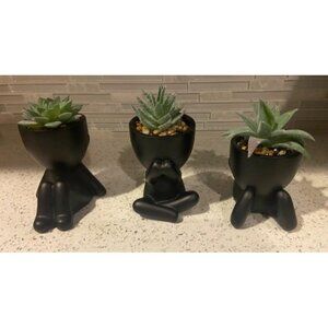 New 3pcs Fake Succulents Plants Artificial for Black Bathroom Bedroom Home Decor
